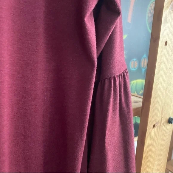 Johnny Was Calme Burgundy Red Flute Sleeve Pom Pom Swing Dress Small - Picture 9 of 14